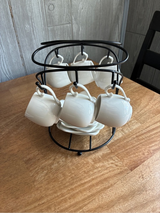 Other - Espresso Cups with Saucers Set, Coffee Cups Metal Stand